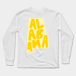 Alabama Doodle Letters Map Outline- yellow Long Sleeve T-Shirt